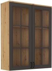 Omara viseča z vitrino Flawia - hrast artisan/grafit 100 cm GRAR 2D