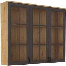 Omara viseča z vitrino Flawia - hrast artisan/grafit 150 cm GRAR 3D