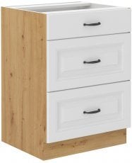 Spodnja omara s predali Stilo - bela/hrast artisan - 60 cm D 3S BB