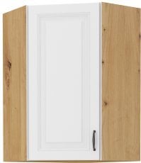 Zgornja kotna omara Stilo - bela/hrast artisan - 60x60 cm GN-90 (45°) 1F