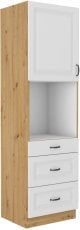 Visoka omara za vgradno pečico Stilo - bela/hrast artisan - 60 cm DPS-210 3S 1F 