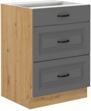 Stolarz-Lempert - Spodnja omara s predali Stilo - dustgrey/artisan hrast - 60 cm D 3S BB