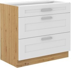 Spodnja omara Luna - bela/artisan hrast - 80 cm D 3S BB
