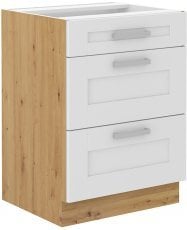 Spodnja omara s predali Luna - bela/artisan hrast - 60 cm D 3S BB