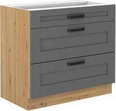 Spodnja omara Luna - dustgrey/hrast artisan - 80 cm D 3S BB