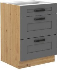 Spodnja omara Luna - dustgrey/hrast artisan - 60 cm D 3S BB