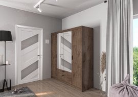 Garderobna omara z ogledalom Elena DL04 - hrast lefkas