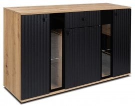Komoda Salsa - črna/hrast artisan