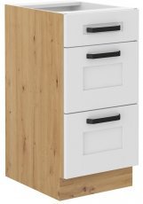Spodnja omara Luna - bela/artisan hrast - 40 cm D 3S BB