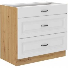 Stolarz-Lempert - Spodnja omara s predali Stilo - bela/artisan hrast - 80 cm D 3S BB