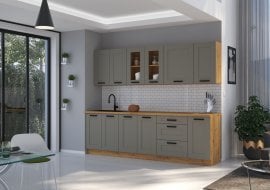Kuhinjski sestav Luna 260 cm - claygrey/artisan hrast - 3 sestav
