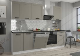 Kuhinjski sestav Luna 250 cm - claygrey/bel - 2 sestav
