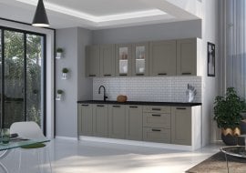 Kuhinjski sestav Luna 260 cm - claygrey/bel - 3 sestav