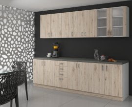 Kuhinjski sestav Sara 260 cm - hrast sonoma - 3 sestav