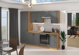 Kuhinjski sestav Stilo 240 cm - dustgrey/artisan hrast - 2 sestav