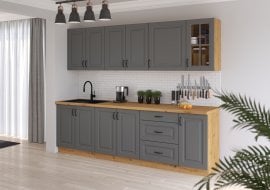 Kuhinjski sestav Stilo 260 cm - dustgrey/artisan hrast - 4 sestav