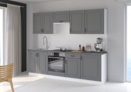 Kuhinjski sestav Stilo 250 cm - dustgrey/bel - 3 sestav