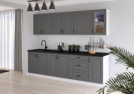 Kuhinjski sestav Stilo 260 cm - dustgrey/bel - 4 sestav