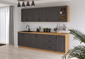 Kuhinjski sestav Stilo 260 cm - siv/artisan hrast - 3 sestav