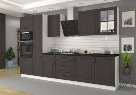 Kuhinjski sestav Stilo 290 cm - siv/bel - 6 sestav