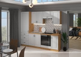 Kuhinjski sestav Stilo 240 cm - bel/artisan hrast - 3 sestav
