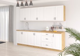 Kuhinjski sestav Stilo 260 cm - bel/artisan hrast - 7 sestav