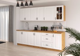 Kuhinjski sestav Stilo 260 cm - bel/artisan hrast - 8 sestav