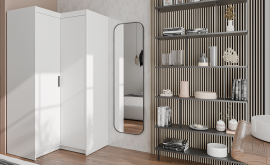 Kotna garderobna omara Elena 2D - bela 