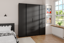 Garderobna omara Kaja 4F 3S - črna