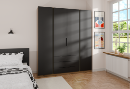 Garderobna omara Kaja 4F 3S - evoke hrast/črna