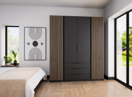 Garderobna omara Kaja 2LAM 2F 3S - črna