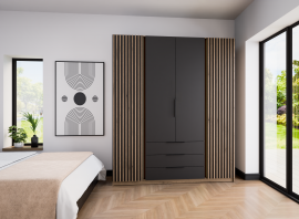 Garderobna omara Kaja 2LAM 2F 3S - evoke hrast/črna