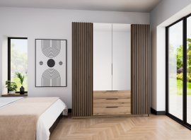 Garderobna omara Kaja 2LAM 2 3S - evoke hrast/evoke hrast/črna