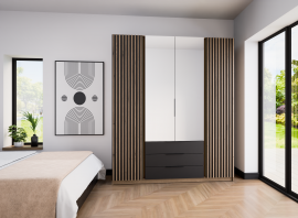 Garderobna omara Kaja 2LAM 2 3S - evoke hrast/črna/evoke hrast