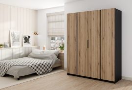 Garderobna omara Kaja 4F - črna/evoke hrast