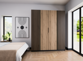 Garderobna omara Kaja 2LAM 2F - črna/evoke hrast