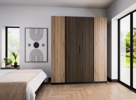 Garderobna omara Kaja 2F 2LAM - črna/evoke hrast/črna