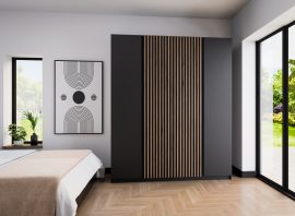 Garderobna omara Kaja 2F 2LAM - črna/črna/evoke hrast