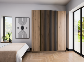 Garderobna omara Kaja 2F 2LAM - evoke hrast/evoke hrast/črna