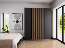 Garderobna omara Kaja 2F 2LAM - evoke hrast/črna/evoke hrast