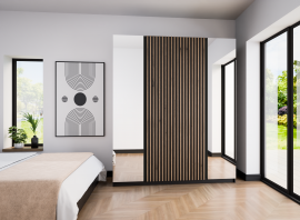 Garderobna omara Kaja 2 2LAM - črna/črna/evoke hrast