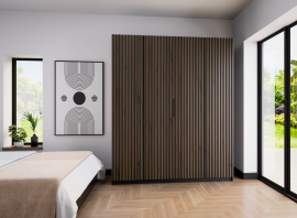 Garderobna omara Kaja 4LAM - črna/črna/evoke hrast