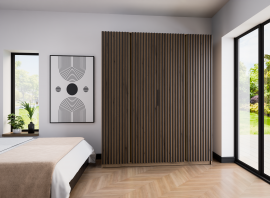 Garderobna omara Kaja 4LAM - evoke hrast/evoke hrast/črna