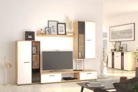 Dnevna soba Salsa - bela/hrast artisan WHAR