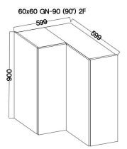 Stolarz-Lempert - Zgornja kotna omara Luna - claygrey/bela - 60x60 GN-90 2F (90°)
