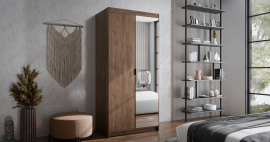 Garderobna omara Elena DL02 z ogledalom - hrast lefkas