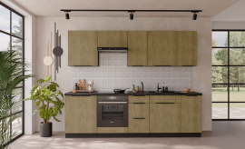 Kuhinjski sestav Cremona 260 cm - hrast/črna - 2 sestav