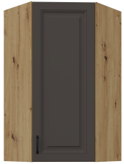Zgornja kotna omara Stilo - siva/hrast artisan - 60x60 GN-108 1F (45°)