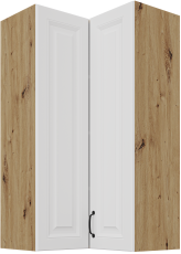 Zgornja kotna omara Stilo - bela/hrast artisan - 60x60 GN-108 2F (90°)