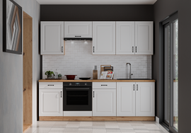 Kuhinjski sestav Stilo - bel/hrast artisan - 240 cm - 1 sestav